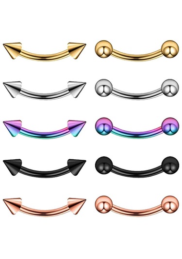 Homyl 10 Adet 16g Paslanmaz Çelik Kaş Kulak Dudak Göbek 6mm Çok Renkli