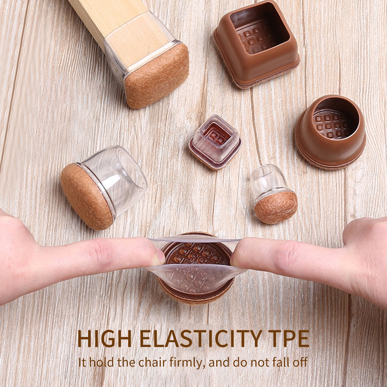 Yaleker Küçük Boy Kahverengi Dairesel Sandalye Ayak Koruması - Sessiz, Dayanıklı, Kalın Tpe Tabanlı Mutfak Ofis Mobilya Ayaklık 8 Adet