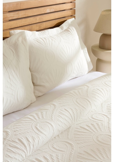 Kaşmir Home Balance Çift Kişilik Yatak Örtüsü Takımı Offwhite Beyaz