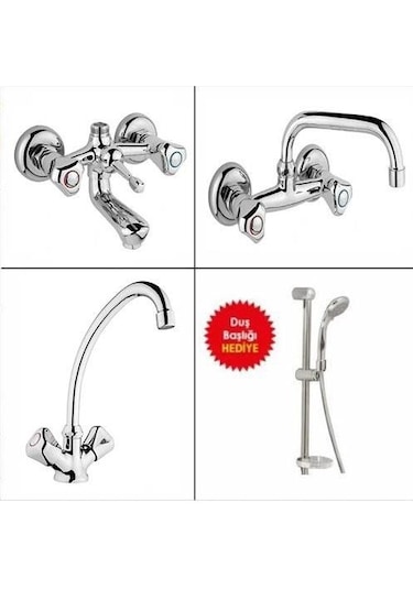 Banyo Mutfak Evye Lavabo Bataryası + Duş Seti