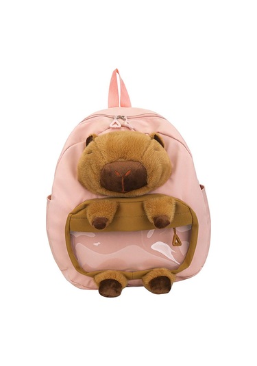 Homyl Capybara Sırt Çantası Doldurulmuş Hayvan Tatil Pembe