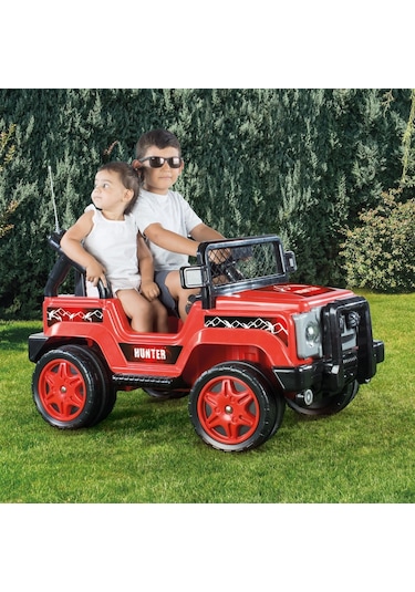 Dolu Hunter 8081 12V Mp3 Usb Sd Kart Uzaktan Kumandalı Akülü Jeep Kırmızı