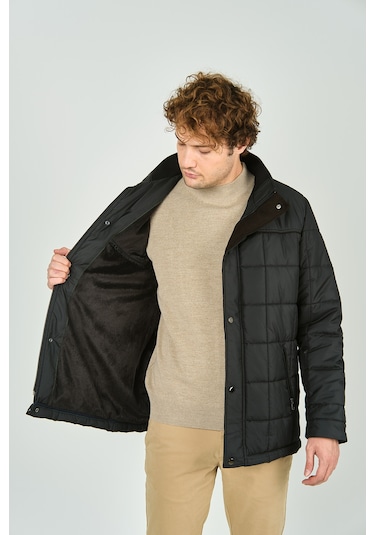 Daynax Erkek İçi Kürklü Dik Yaka Fermuar Ve Çıtçıt Kapamalı Mont Kaban 4000 Yeşil Yeşil