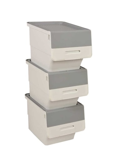 Technow Motek Mt07 Tekerlekli Eşya Ve Erzak Kutusu 3 Katlı  3x12 Beyaz - Gri