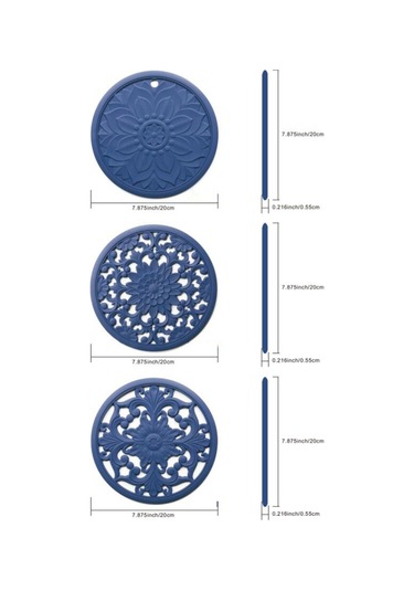 Suntek Magideal 3/set Isı Yalıtımlı Silikon Sıcak Pedler Tezgah Siyah