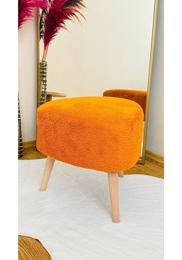 Bohem Tarz Teddy Kumaş Üçgen Puf, Makyaj Taburesi, Bench, Tarçın