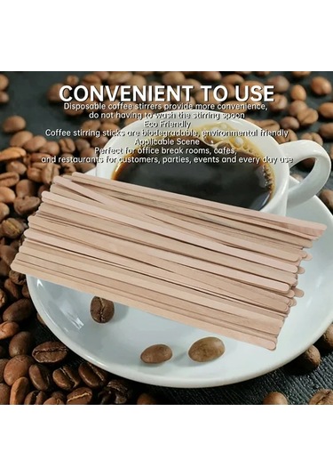 Youmex Restoranlar İçin Ahşap Kahve Karıştırıcıları - 500 Adet, Dayanıklı, Tek Kullandım, Çevre Dostu, Kahve-çay-kokteyl Karıştırma Ahşap Rengi