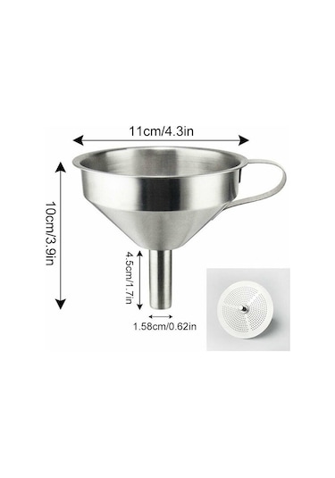 Filtreli Paslanmaz Çelik Huni – 110 Mm - 1 Adet/Paket