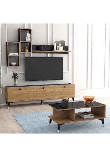 Moxen Mts2 Mira Duvar Raflı Tv Ünitesi Ve Orta Sehpa
