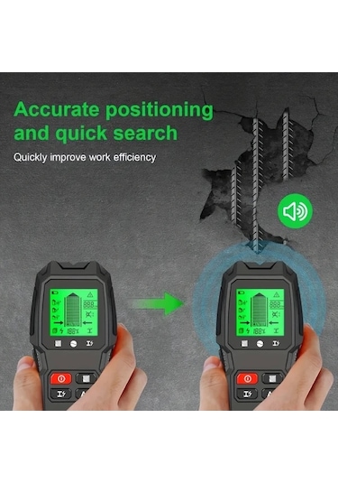 Xuweiwei Hw-qb6 Turuncu 5li Duvar Tarayici Civi Bulucu Metal Ac Tel Dedektoru Lcd Ekranli Ahsap Metal Canli Tel Tespiti Kompakt Tasarim