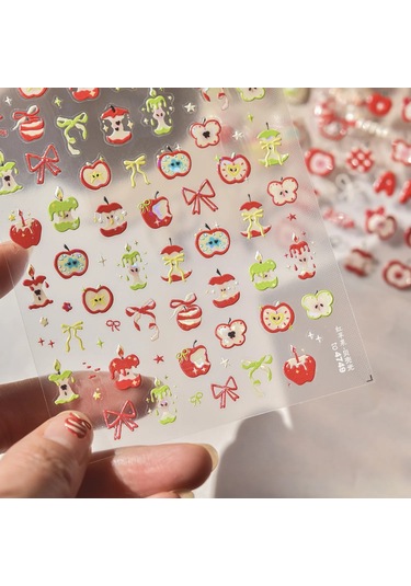 Taze Tatlı Meyve Tasarım 3d Kendinden Yapışkanlı Tırnak Sanat Süslemeleri Çıkartmalar Limon Kiraz 5d Yumuşak Kabartmalar Tırnak Çıkartmaları Toptan Altın / Bronz