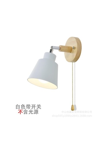 Ev Dekorasyonu Duvar Lambası - Modern Basit Ahşap Kordonlu Anahtar - Yeşil Renk - Işık Kaynağı Yok - Oturma Odası & Yatak Odası Uygun Beyaz Beyaz