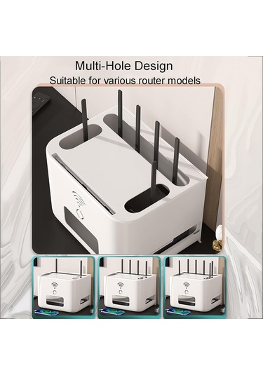 Wi-fi Yönlendirici Kutusu + Kablo Yönetimi 2'si 1 Arada, Organize Güç Şeridi Kablo Hider Rafı, Plastik Organizatör