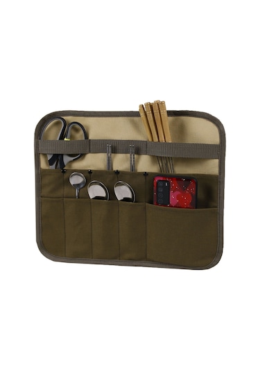 Vkemall Asılı Saklama Çantası Açık Hava Kampı Piknik Barbekü Sofra Takımı Küçük Eşyalar Saklama Çantası Çok İşlevli Katlanabilir Saklama Çantası Haki