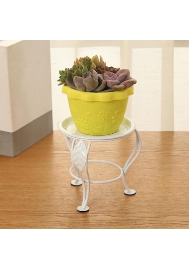 Saksı Standı Yuvarlak Destek Demir Sanat Succulents Açık Kapalı Bahçe Konteyner İçin Raf