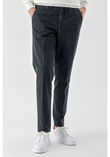 Morven Erkek Siyah Pamuk Yan Cep Dynamic Fit Chino Pantolon Siyah