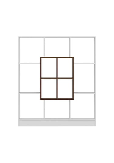 Mars Kitaplık - Parlak Beyaz / Ceviz