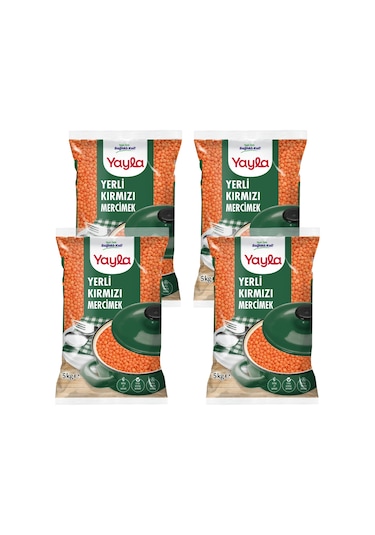 Yayla Yerli Kırmızı Mercimek 5 Kg X4