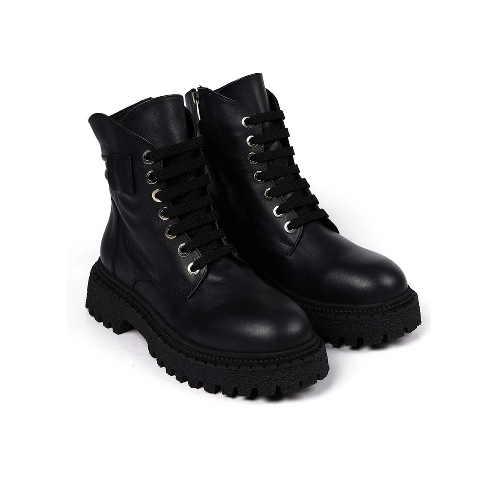 Bestello Bağcıklı Termo Taban Düz Bot 101-22516-02 Kadın Bot Siyah