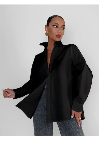 Onnude Oversize Siyah Gömlek 229693674 Siyah