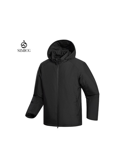 Dik Yakalı Pamuklu Dolgulu Mont, Kışlık Pamuklu Dolgulu Ceket, Rüzgar Geçirmez Pamuklu Dolgulu Mont, Bol Şişme Ceket Siyah