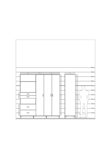Kronos Dolap 12 Raflı 4 Çekmeceli Tek Askılı 220x59x243 Aytaşı-antrasit/antrasit Antrasıt/antrasıt