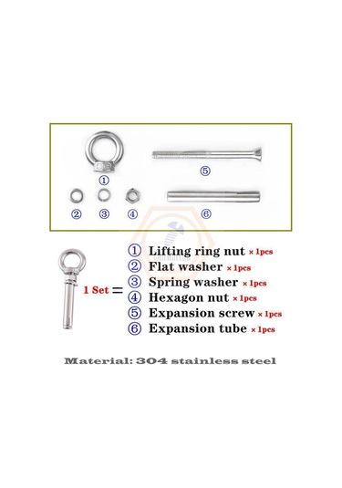2set M12 190mm 304 Paslanmaz Çelik Kaldırma Halkası Genişletme Vidaları M18 x 180