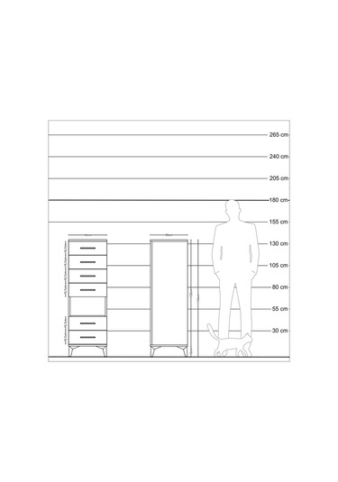 Kronos Dolap Tek Raflı 6 Çekmeceli 44x59x134 Antrasit-aytaşı Antrasit