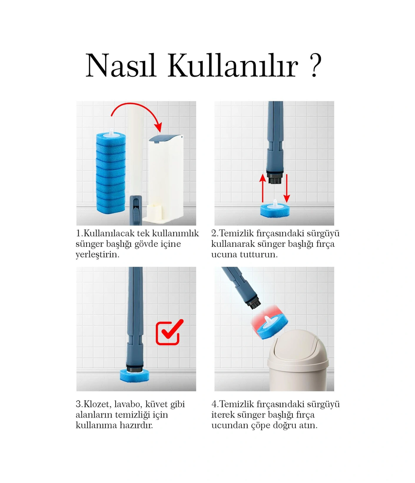 Kullan At Süngerli Tuvalet Temizleme Fırçası Yedek Başlığı 10 Adet Pratik Hijyenik Tuvalet Temizlik Süngeri Diğer