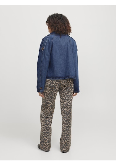 Jack & Jones Kadın Kısa Denim Trençkot - Carlie - 12269054 Medium Blue Denim Çok Renkli