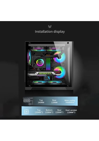 Strong Shadow Siyah 3x 120mm ARGB mATX Akvaryum Gaming Bilgisayar Kasası (Powersız)