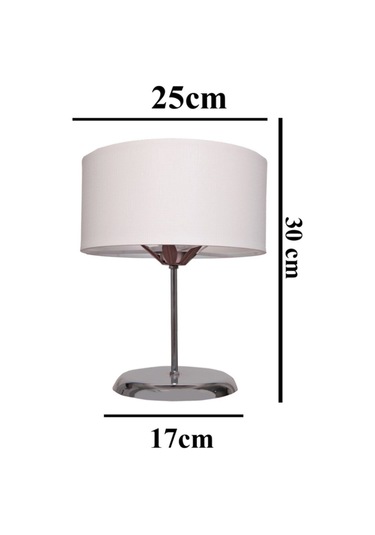 Krom Kaplamalı Metal Ayaklı Beyaz Şapkalı Abajur Siyah