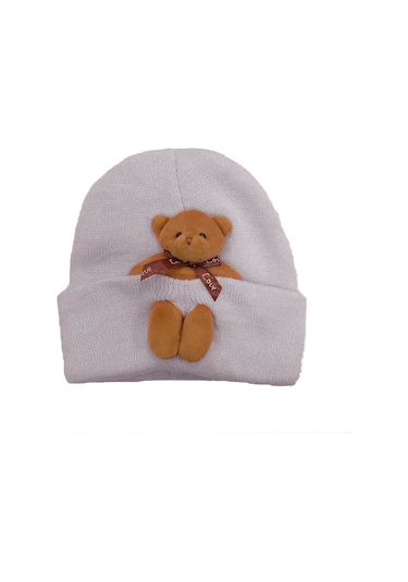 Bebek Çocuk Şapkası Aksesuarlı Triko Esnek Bere 001