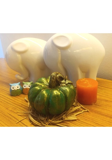 Büyük Boy El Boyaması Yeşil Kabak Biblo-dekoratif Ev Ürünü-rustik Hasat Kabak Figürü Yeşil