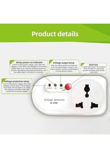 Besthome1 2000w Güçlü Voltaj Koruma, 16a Dijital Buzdolabı & Klimalar İçin Surge Protektör