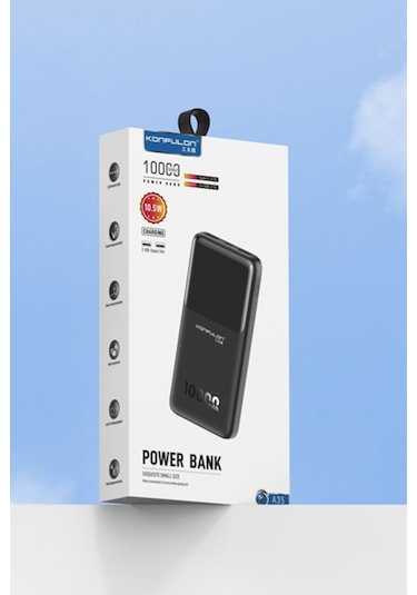 Konfulon A35 10.000 Mah 15w Mini Powerbank - Siyah siyah