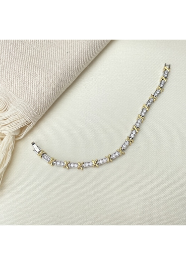 Xoxo Bileklik Yüksek Kalite 316 L Paslanmaz Çelik Silver-Gold 18 CM Çok Renkli