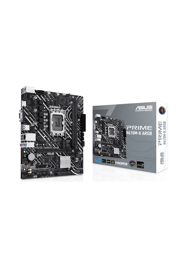 Asus Prıme H610m-k Argb, 2xddr5, M.2,d-sub, Hdmı,12-13.14.nesil, Lga1700 Soket, Anakart