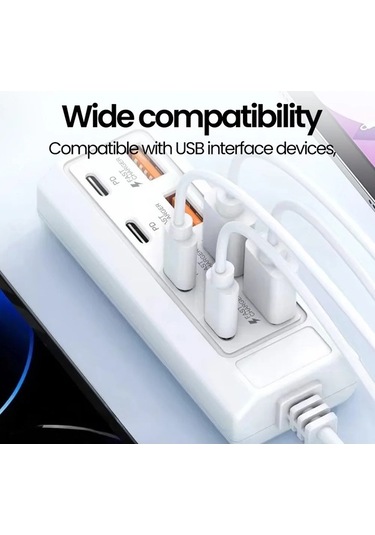 Tongxida 8 Adet Bir Arada Usb Şarj Soketi Pd25w Usb-c Şarj Aleti Çoklu Cihaz Şarj Güç 8a+8c