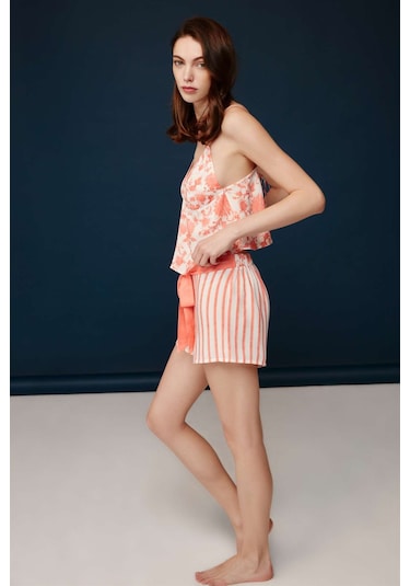 Bonnie&Clyde - Kadın Somon Viskon Şort Takımı  30005 Somon