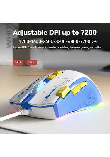 Besthome1 Siyah Normal E-spor Kablolu Oyun Mouse 7200 Dpı Rgb Aydınlatma 6 Buton İnsan Mühendisliği Besthome1