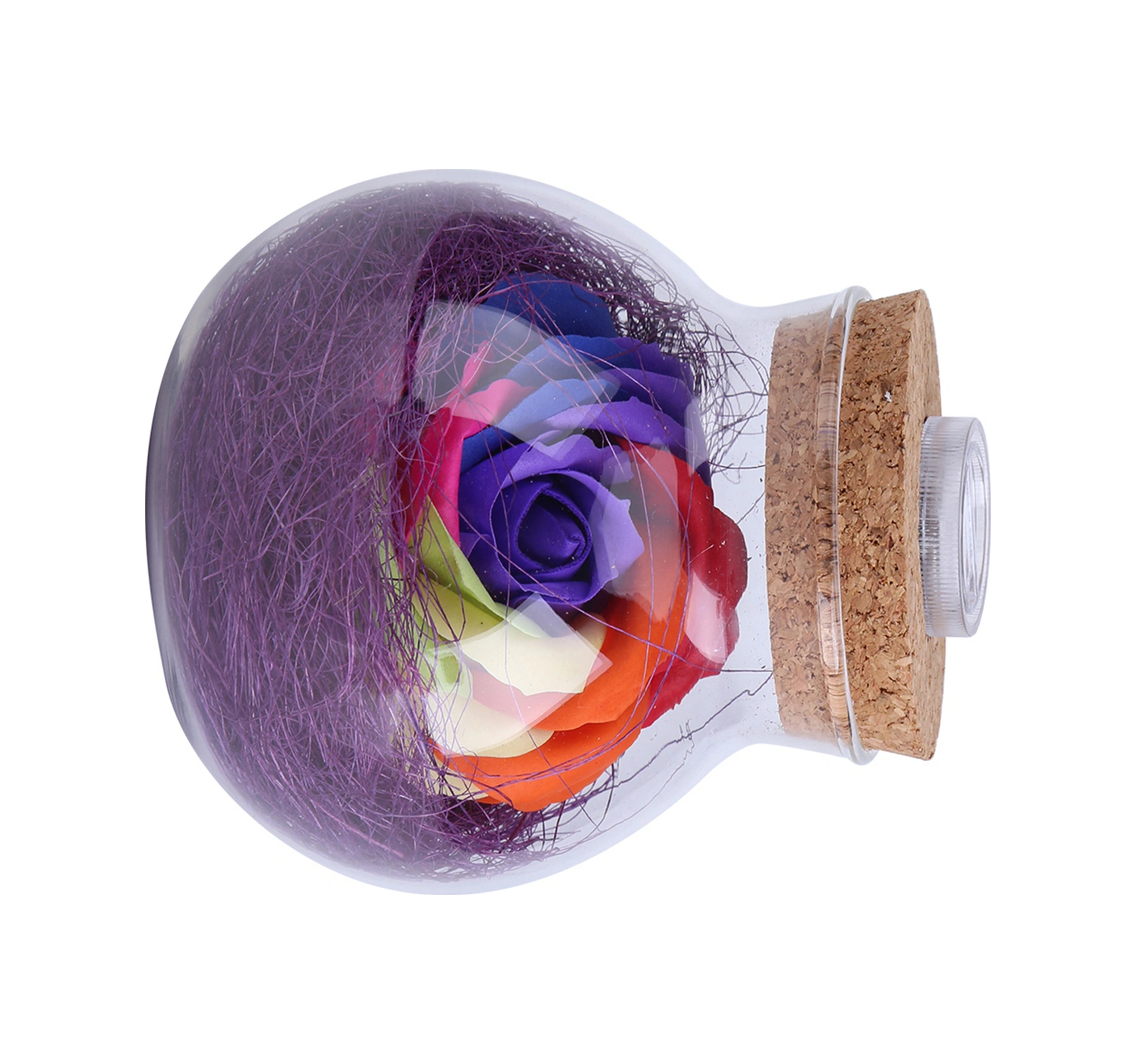 Hangfox Mor Renkli Ölümsüz Gül Işıklı Şişe, 13 Renkli Rgb Led Ve Uzaktan Kumanda İle Ev Dekorasyonu Hediyesi Mor