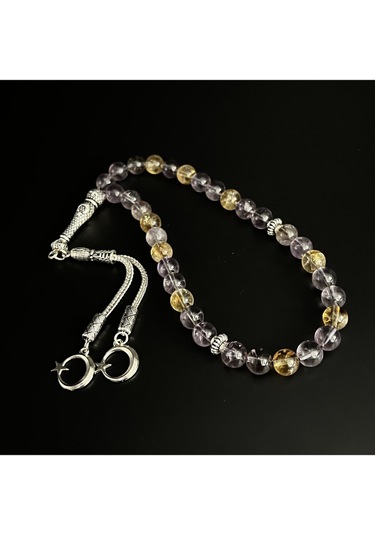 Ametrin Ametist-sitrin 8mm 33lük Doğal Taş Tesbih