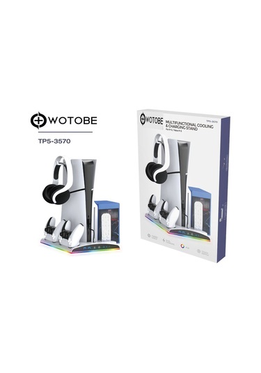 Tp5-3570 Multi Fonksiyonel Ps5 Slim/ Ps5 Dijital Rgb Işıklı Soğutma Ve Şarj İstasyonu Beyaz