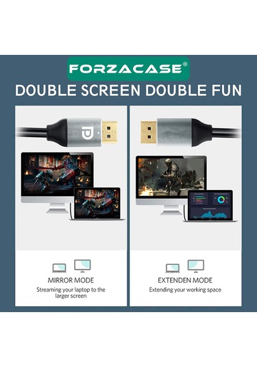 Forzacase Fc749 8k 60hz / 4k 144hz Görüntü Aktarıcı Kablo Dp To Dp 1.5m