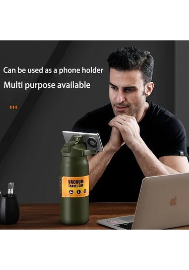 Willowhaven 1500ml Mavi Paslanmaz Çelik Termos Çift Kapaklı Seyahat Bardağı Sıcak Soğuk İçecek mavi