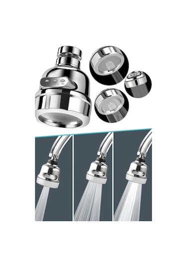 Çankaya Krom 3 Fonksiyonlu Mutfak Lavabo Başlığı 360 Derece Döner Musluk Ucu Kireç Tutmaz 1 Adet Krom