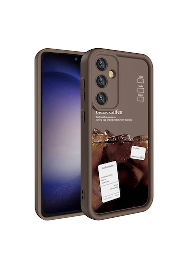 Galaxy Uyumlu S23 Fe Kılıf Kamera Korumalı Baskılı Arka Yüzey Tchs Klas Kapak - Açık Kahve Açık Kahve