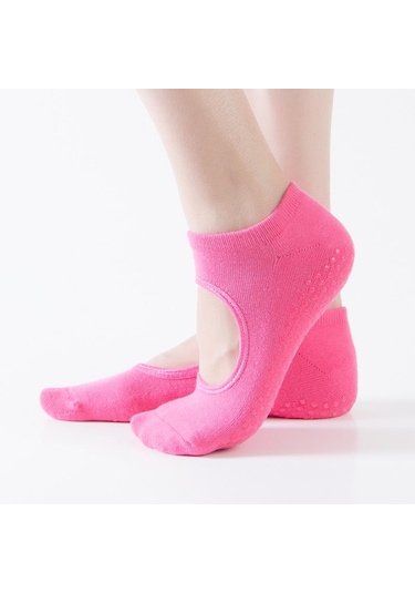 Gül Kırmızısı Kadınlar İçin Yoga Çorap Moda Kaymaz Çorap Bale Pilates Dans Ev Kat Çorap
