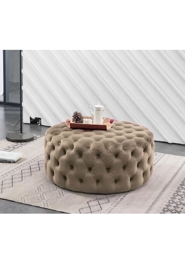 Deccostil Kapitoneli Yuvarlak Kapitoneli Puf/Orta Sehpa